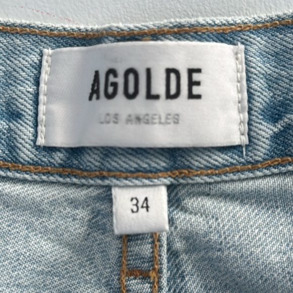Agolde Light Blue Wash Riley High Rise Straight Distressed Jeans Size 34 NWT - Picture 9 of 12